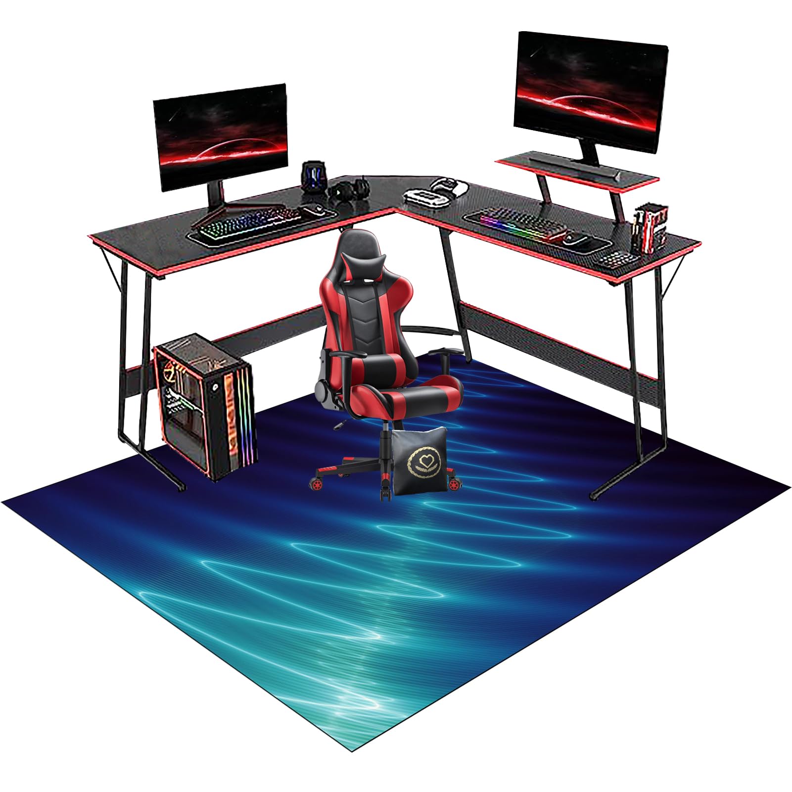 Bodenschutzmatte Gaming Bürostuhl Matte Bodenschutzmatte für Hartböden und Teppich Stuhlunterlage Bodenmatte rutschfest Bürostuhlunterlage 160 x 180 cm Gaming Bürostuhl Stuhlmatten Bürostuhl Teppich