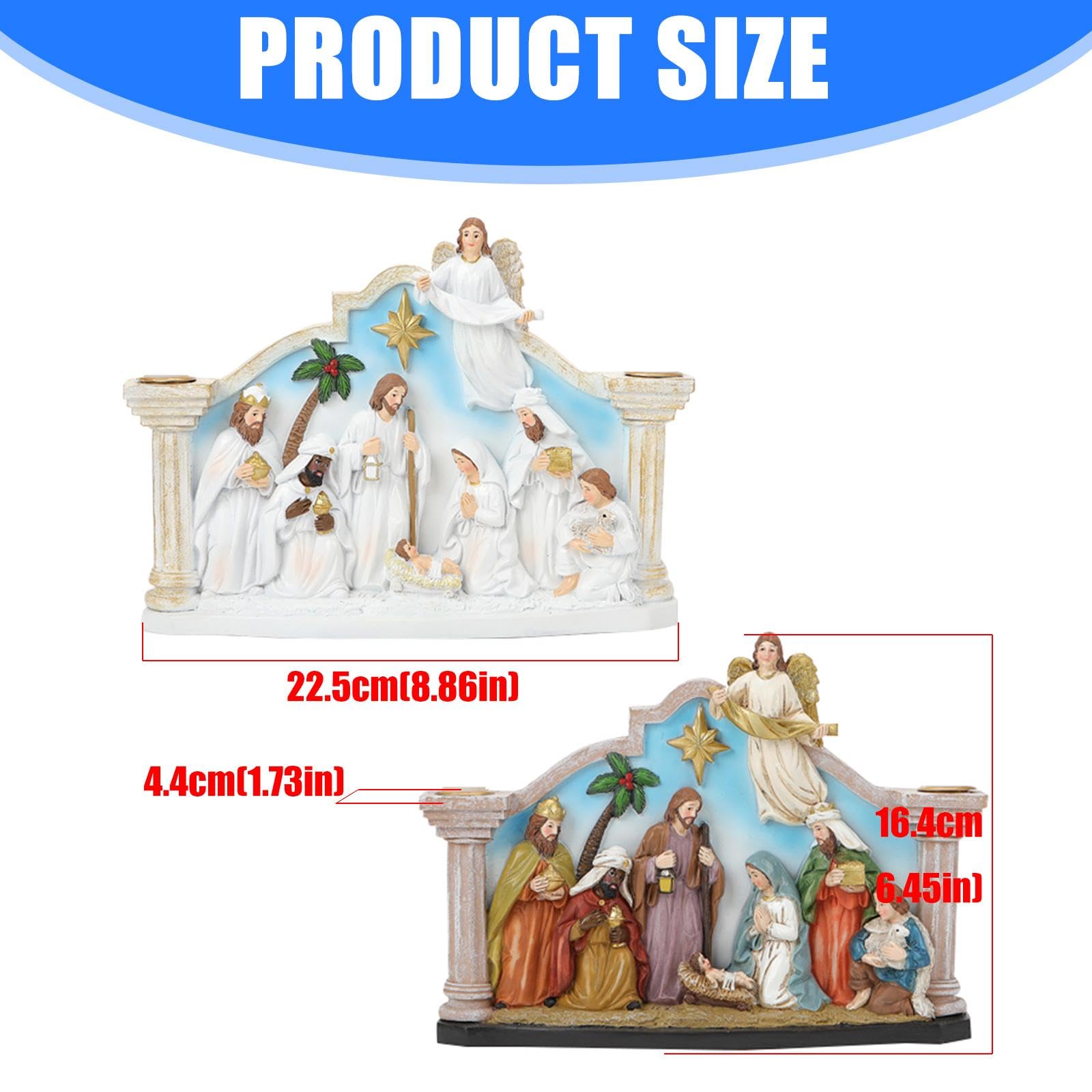 Santa Familia de resina Belén de Navidad, soporte para velas, soporte para velas de Adviento, figuras para el belén