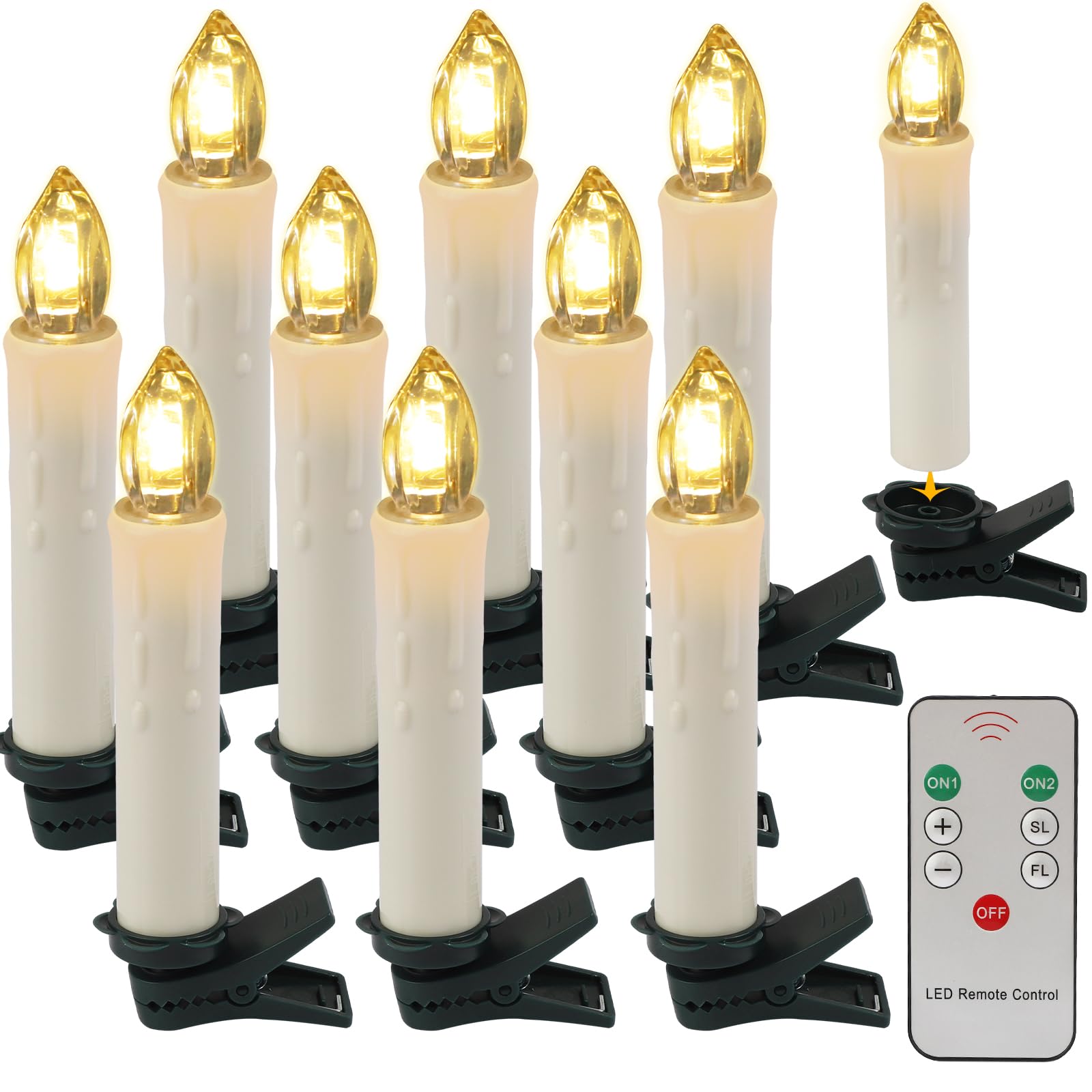 Nexoria Candele LED Per Albero Di Natale – 6 Pezzi Con Telecomando E Timer, Luce Calda, A Batteria, Con Pendagli In Cristallo