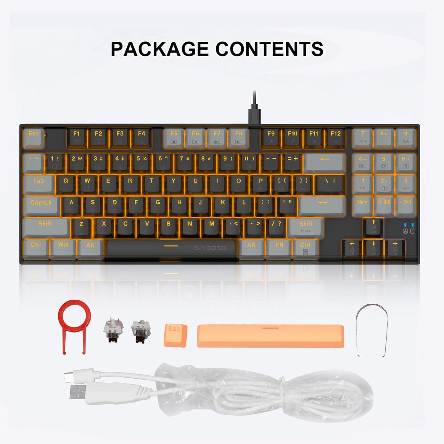 Mechanical Keyboard Hotswap 87 Keys Wired USB Gaming Keyboard Blue LED Backlight/N-Key Rollover, Tenkeyless Computer for Windows Mac PC Gaming (B&G Brown Switch)