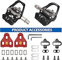 Vista 7 de ZCVTBYE - Pedales de bicicleta de doble plataforma con tacos, compatibles con sistemas Shimano SPD y Delta, para Peloton, bicicleta de carretera