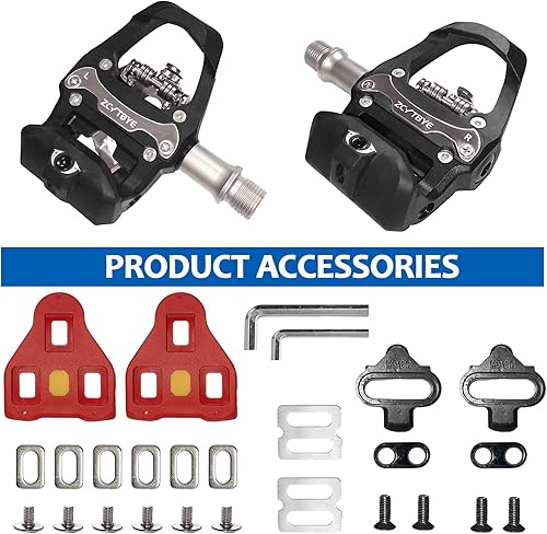 Miniatura 7 de ZCVTBYE - Pedales de bicicleta de doble plataforma con tacos, compatibles con sistemas Shimano SPD y Delta, para Peloton, bicicleta de carretera,
