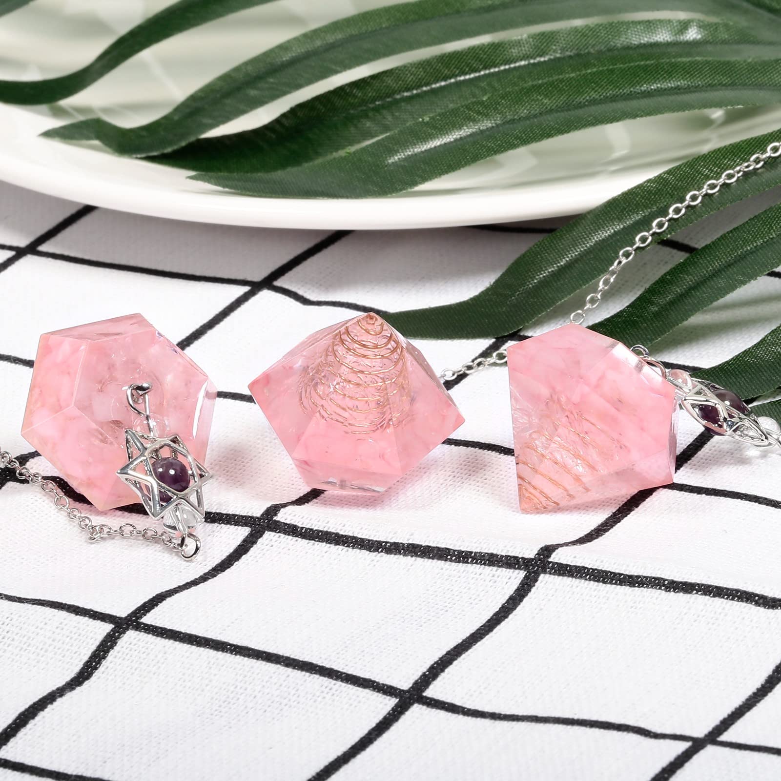 KYEYGWO Healing Crystal Point Pendulum with Dream Catcher and Star of David Necklace - Image 4