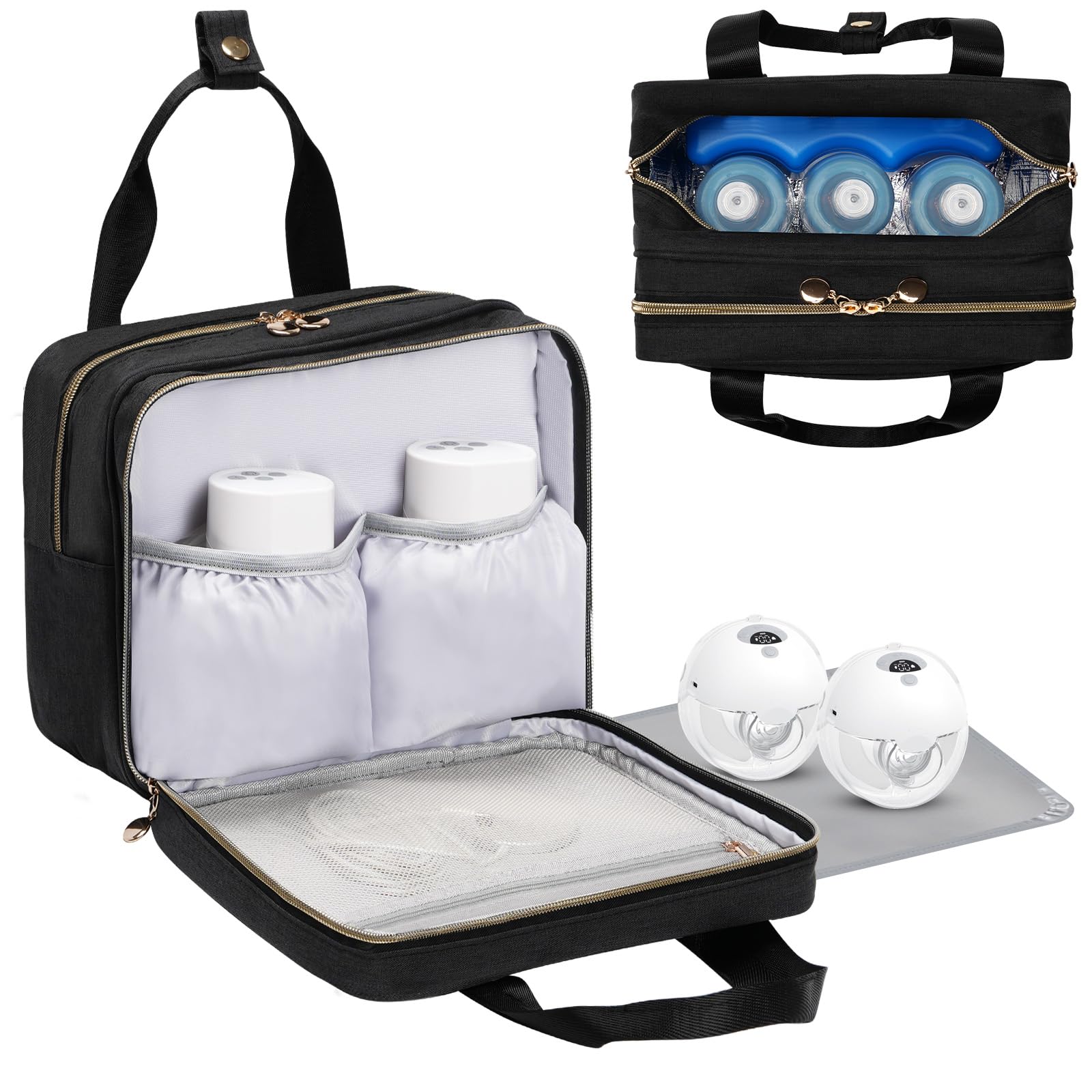 Coinarin Wearable Breast Pump Travel Bag - Breastmilk Cooler Bag, Portable Pumping Carrying Case Compatible with Momcozy, Elvie, Willow, Medela
