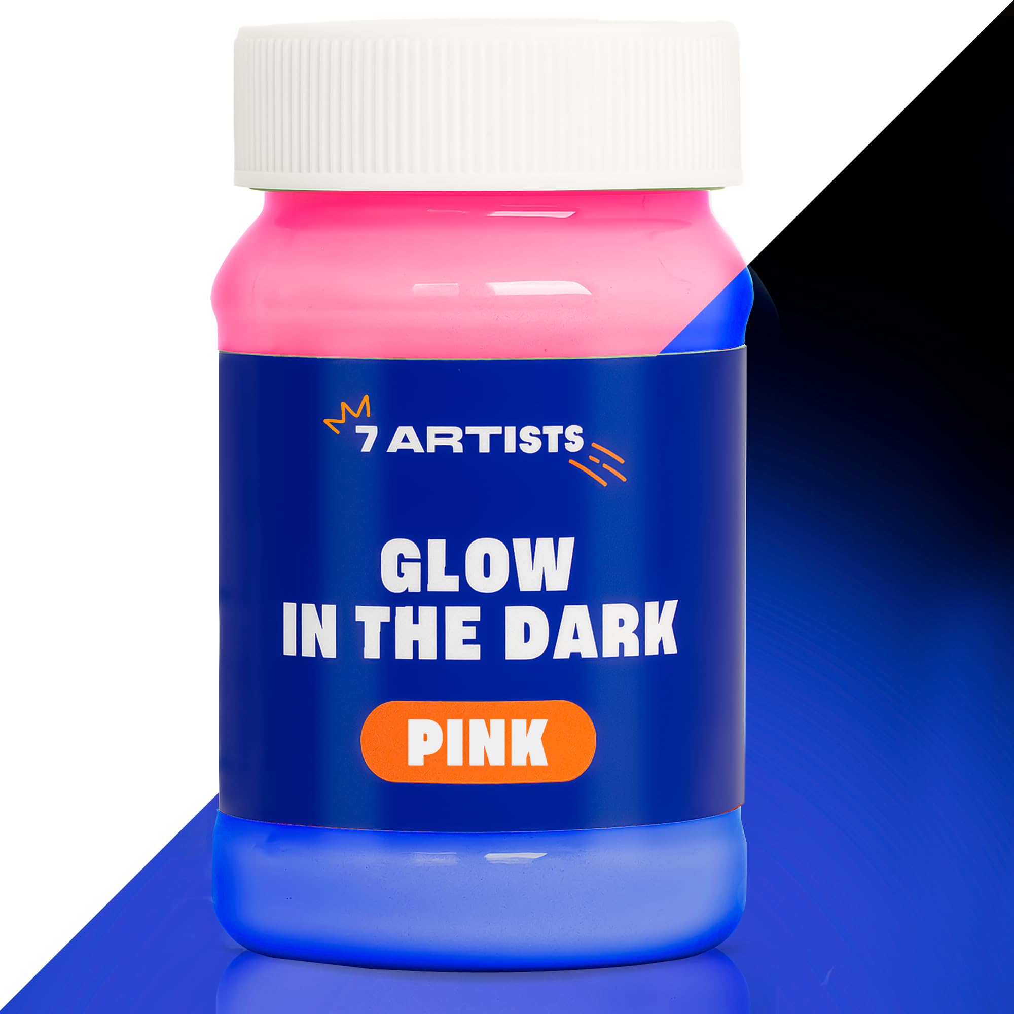 7 Artists Glow in the Dark Paint Pink 100 ml – Fluorescent Paint Acrylic for Canvas, Wood and Paper | Phosforescent, Neon, Luminous Piants for Art, Crafts, Festivals and Decoration