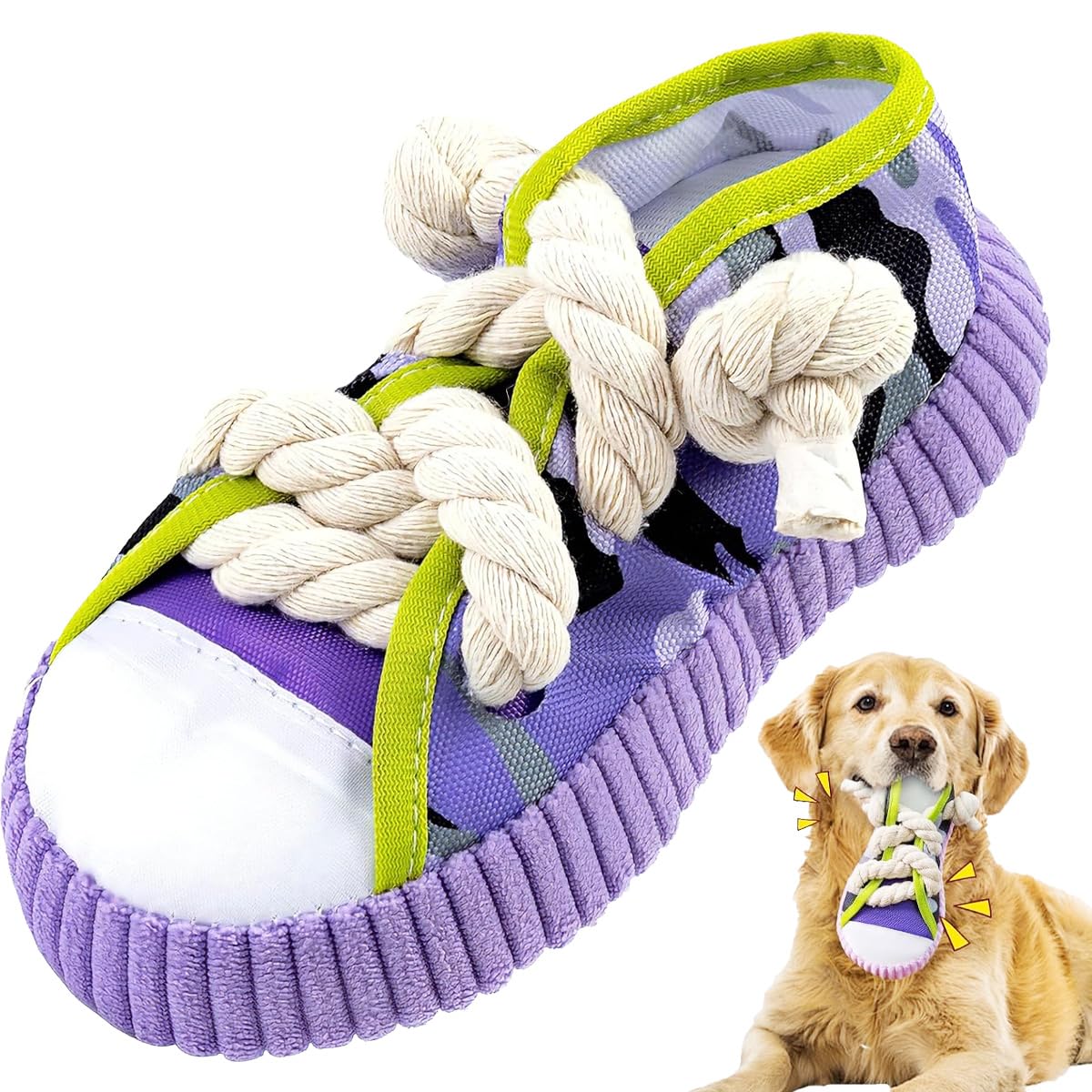 ZappelStift Dog Toy Soft Squeaky Plush Toy Dogs Chew Rope Toy for Small Dogs and Puppies Cute Shoe Design for Cuddling and Play Lightweight, Interactive Toy for Indoor Fun