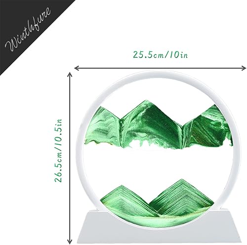 Miniatura 44 de Winthfure Arte de arena en movimiento, regalo de Navidad – Paisaje de arena de mar profundo 3D en marco de arena redonda de vidrio, juguetes de arte