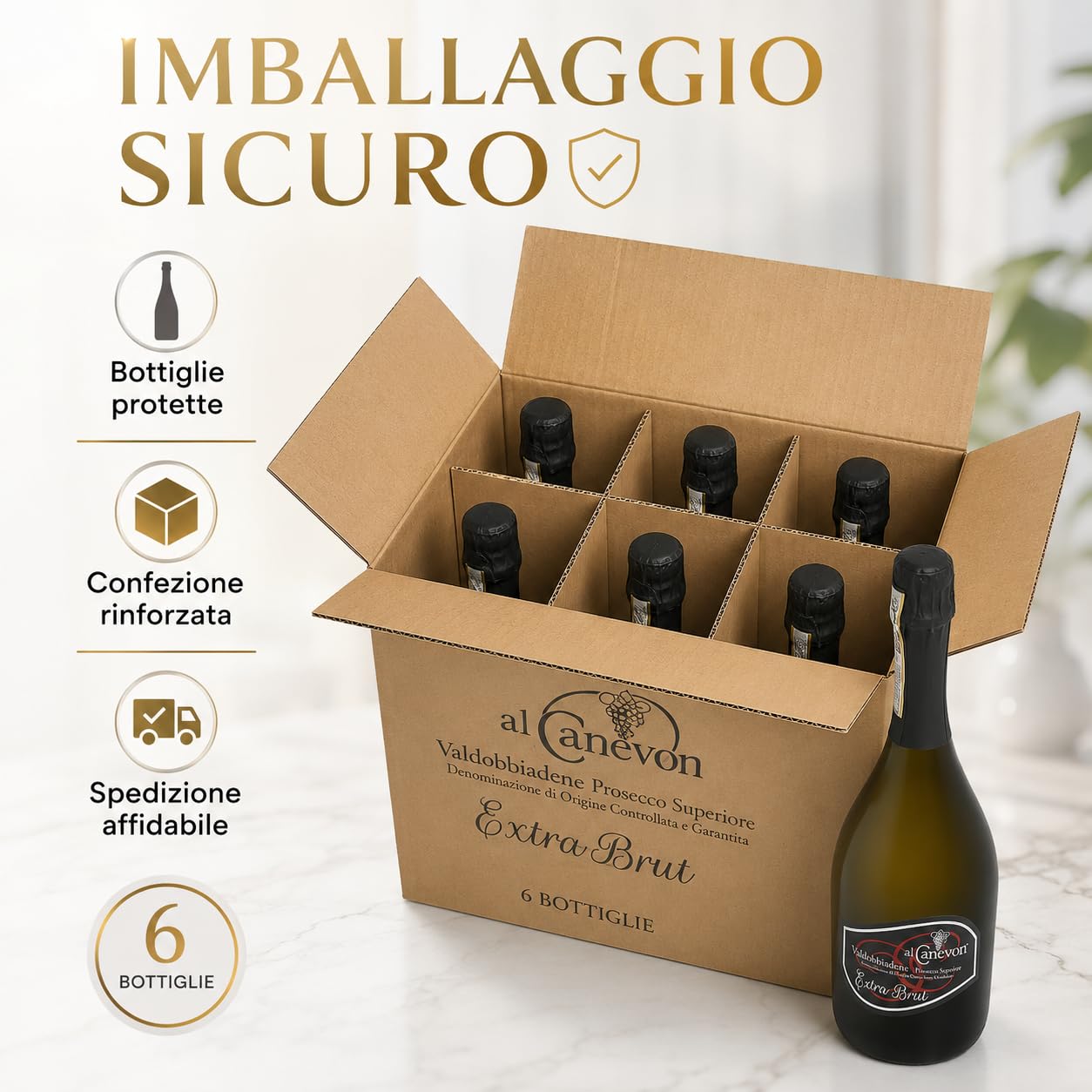 Prosecco Valdobbiadene Offerta Prosecco Superiore Extra Brut DOCG Conegliano Valdobbiadene - Si Abbina Con Dolci a Base Di Cioccolato 750ML
