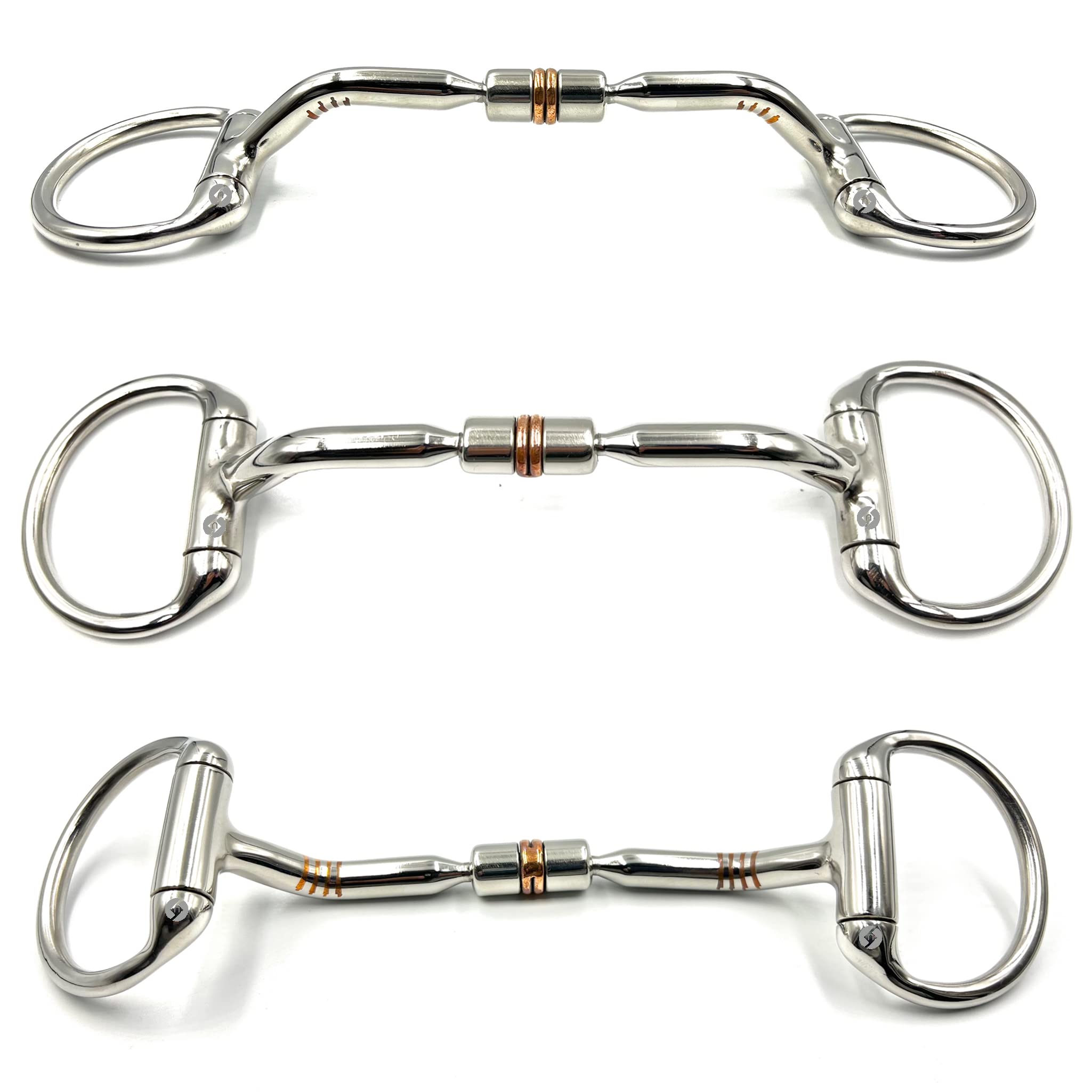 Pony Eggbutt Snaffle Horse Bit with Copper Roller and Inlay (4.5")
