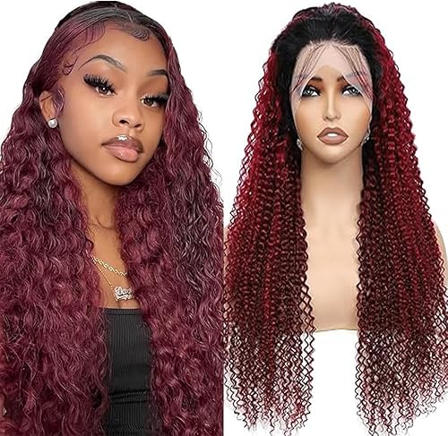 Lakaisa Curly Wave Human Hair Wig Lace Frontal Perruque Cheveux Humain 13X1 1B/9