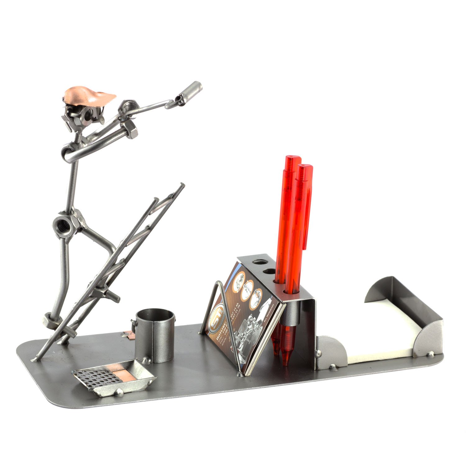 Steelman24 Schraubenmännchen Anstreicher Schreibtisch Organizer mit Gravur | Made in Germany,Handarbeit,Geschenkidee,Stahlfigur,Metallfigur