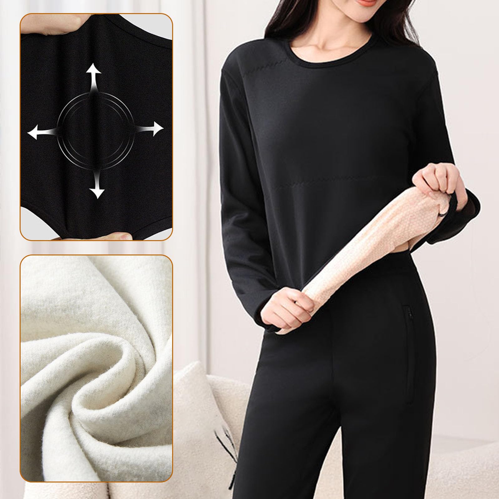 Beheizbare Unterwäsche Für Männer Und Frauen Thermo-Langunterhose Set Fleece-Gefüttertes Langarm-Oberteil & Unterteil Basisschicht
