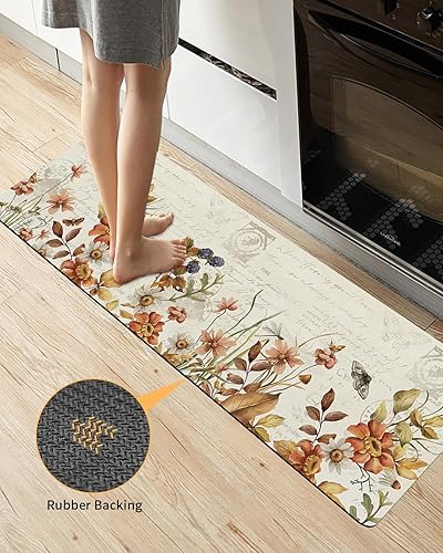 Miniatura 4 de Tapete de baño con hojas botánicas, antideslizante, de secado rápido y absorbente, de tierra de diatomeas, para fregadero de cocina, lavable, tapete