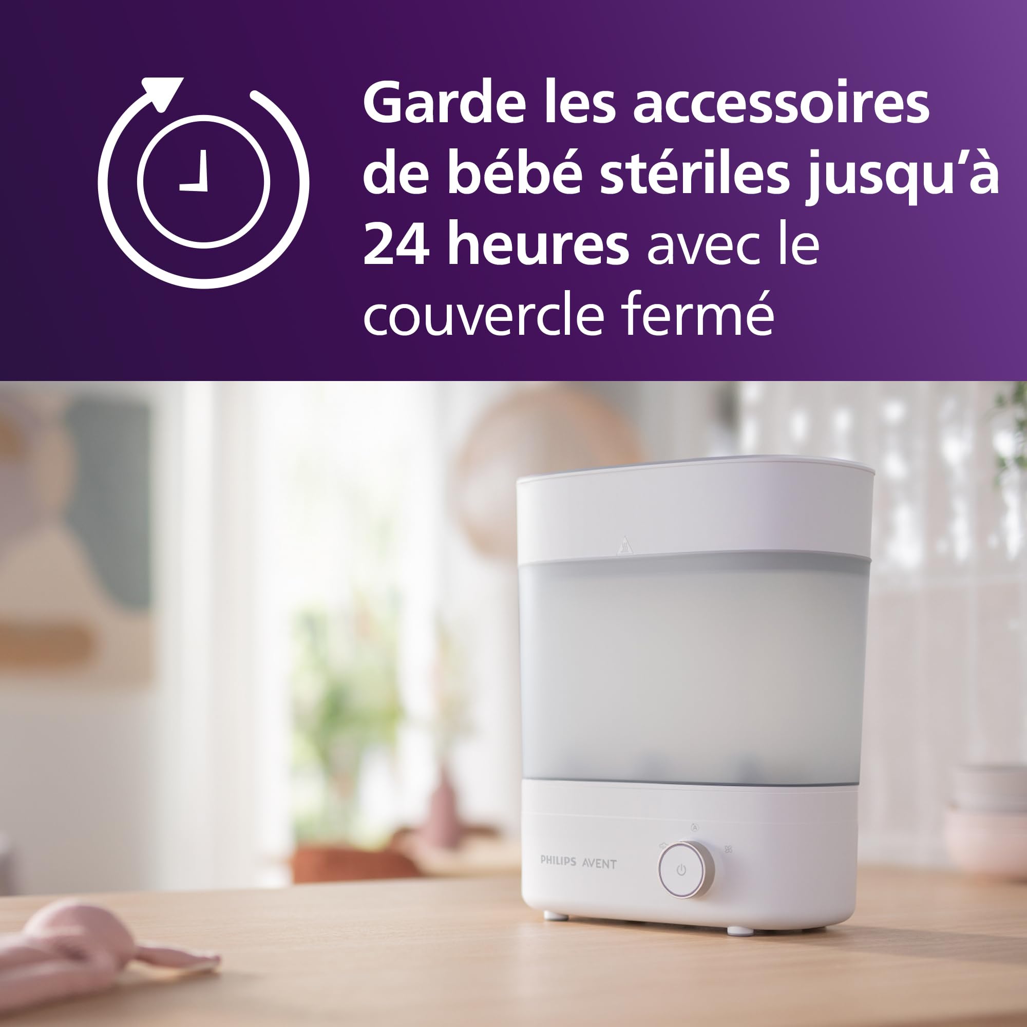 Philips Avent Premium stérilisateur et sèche-biberon, élimine 99,9% des bactéries, sans produits chimiques, capacité de 6 biberons/tétines/accessoires, modèle SCF293/00