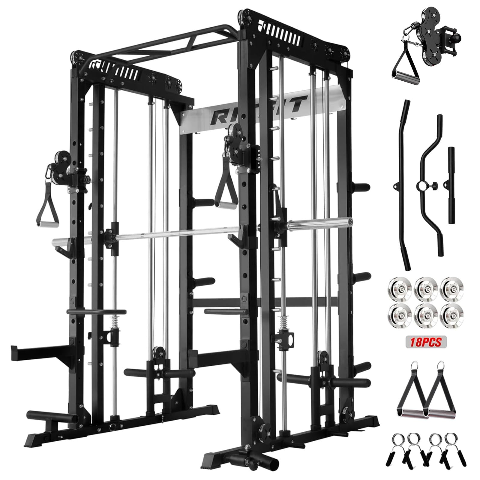 RitFit M1 Pro Smith Machine Cable Crossover Power Cage Home Gym