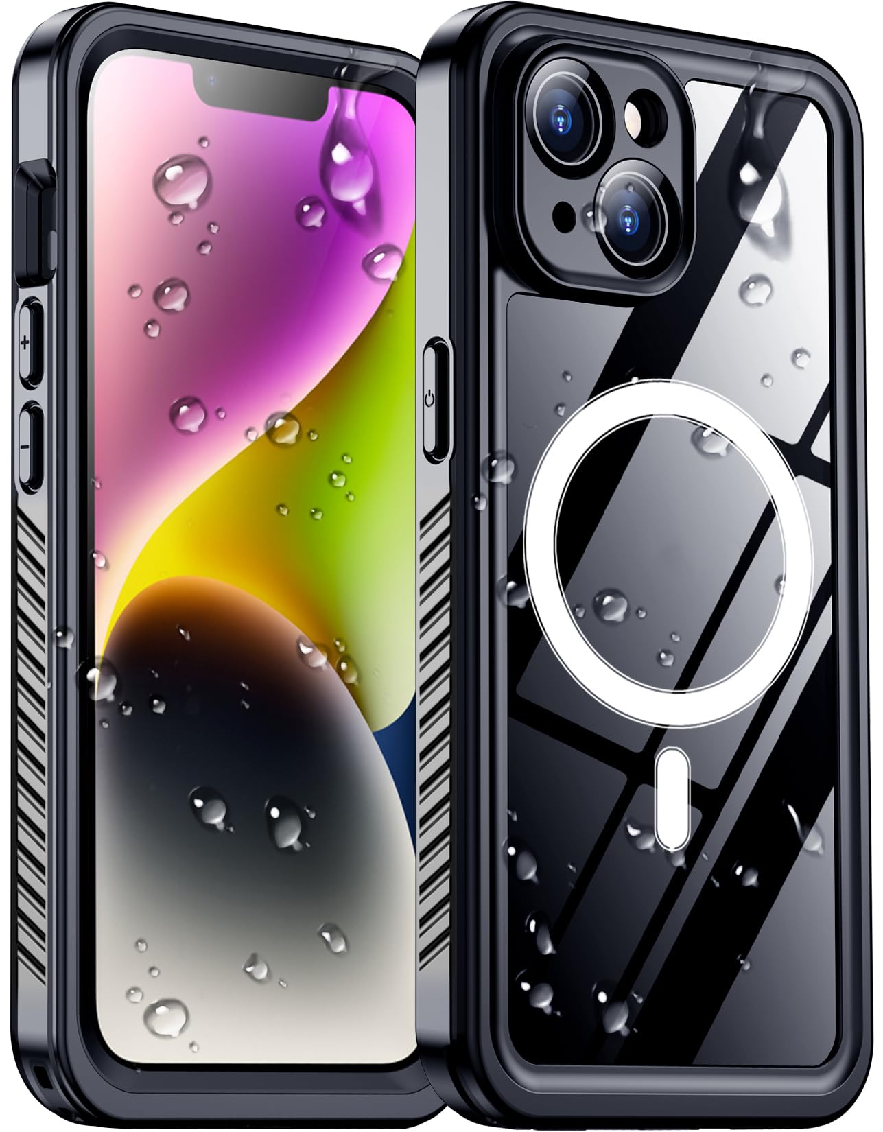 Temdan Compatible with iPhone 14 Case Waterproof, Built-in Screen & Camera Protector IP68 Underwater Full Body 14FT Military Dropproof Shockproof