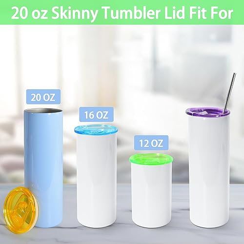 Miniatura 5 de 10 tapas delgadas para vaso de 20 onzas, tapas de repuesto de plástico resistentes a salpicaduras, tapas de silicona a prueba de derrames, tapa