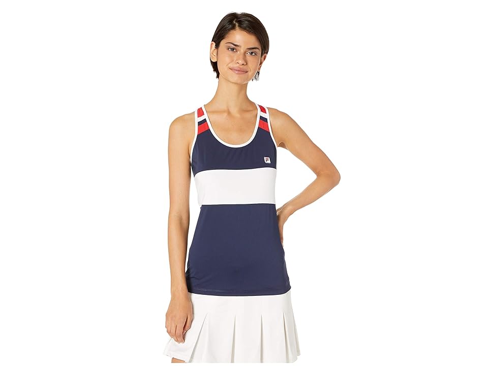 

Fila Heritage Tennis Loose Fit Tank (Navy/White/Chinese Red) Women's Clothing