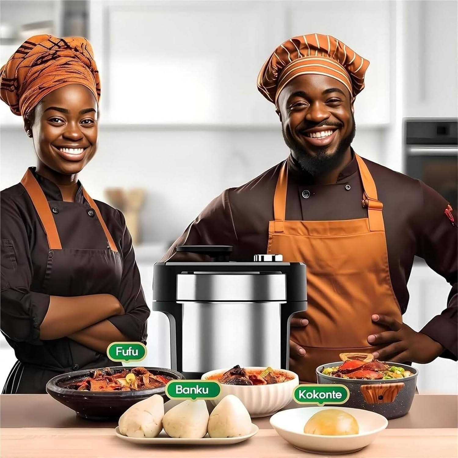 6L Automatic Swallow Food Maker, 1000W Electric Pounded Yam Machine, Timer Control – Cooks & Pounds Fufu, Amala, Banku – Serves 5‑6, 220V