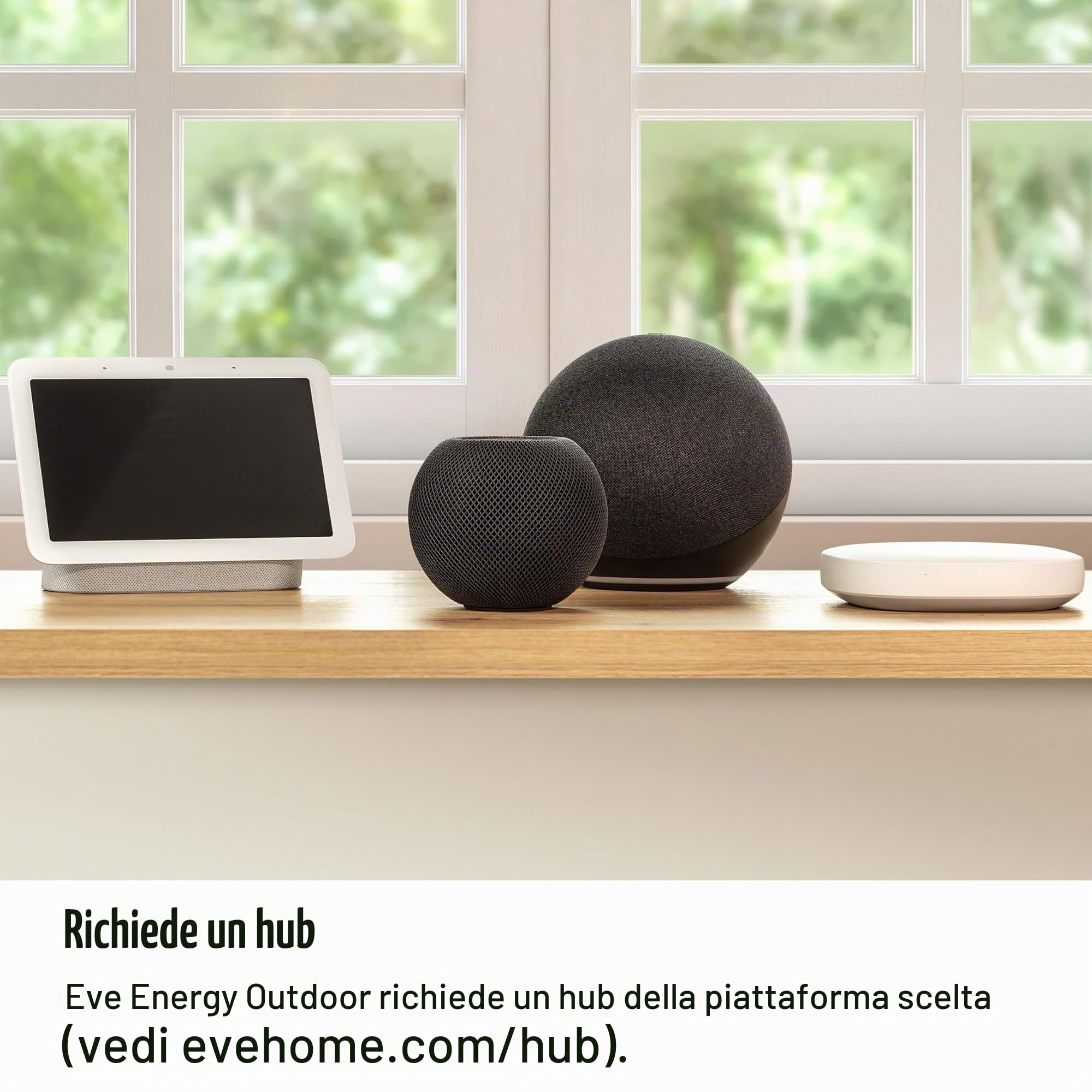 Eve Energy Outdoor (Matter) - Presa e misuratore di energia intelligente (IP44), presa per stanza umida, richiede un Thread Border Router; Apple Home, Alexa, Google Home, SmartThings; TÜV