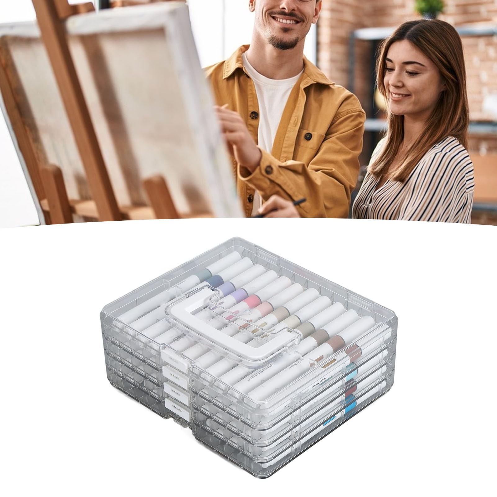 Acryl-Marker mit Weicher Spitze, 48 Farben, Künstlerbedarf, Sicher für, Mal-Geschenkset mit Aufbewahrungsbox