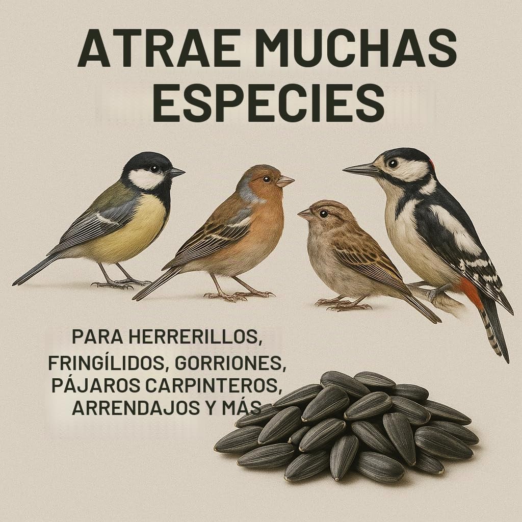 GiDeli Semillas de girasol negras 25 kg, Pienso Salvaje para Pájaros Silvestres para Todo el Año, Alimento para Caballos y Pequeños Animales