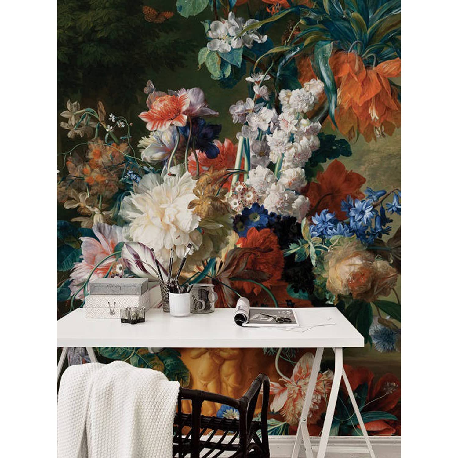 Papier Peint Rose florale néerlandaise Décoration Muraux Salon 104x70