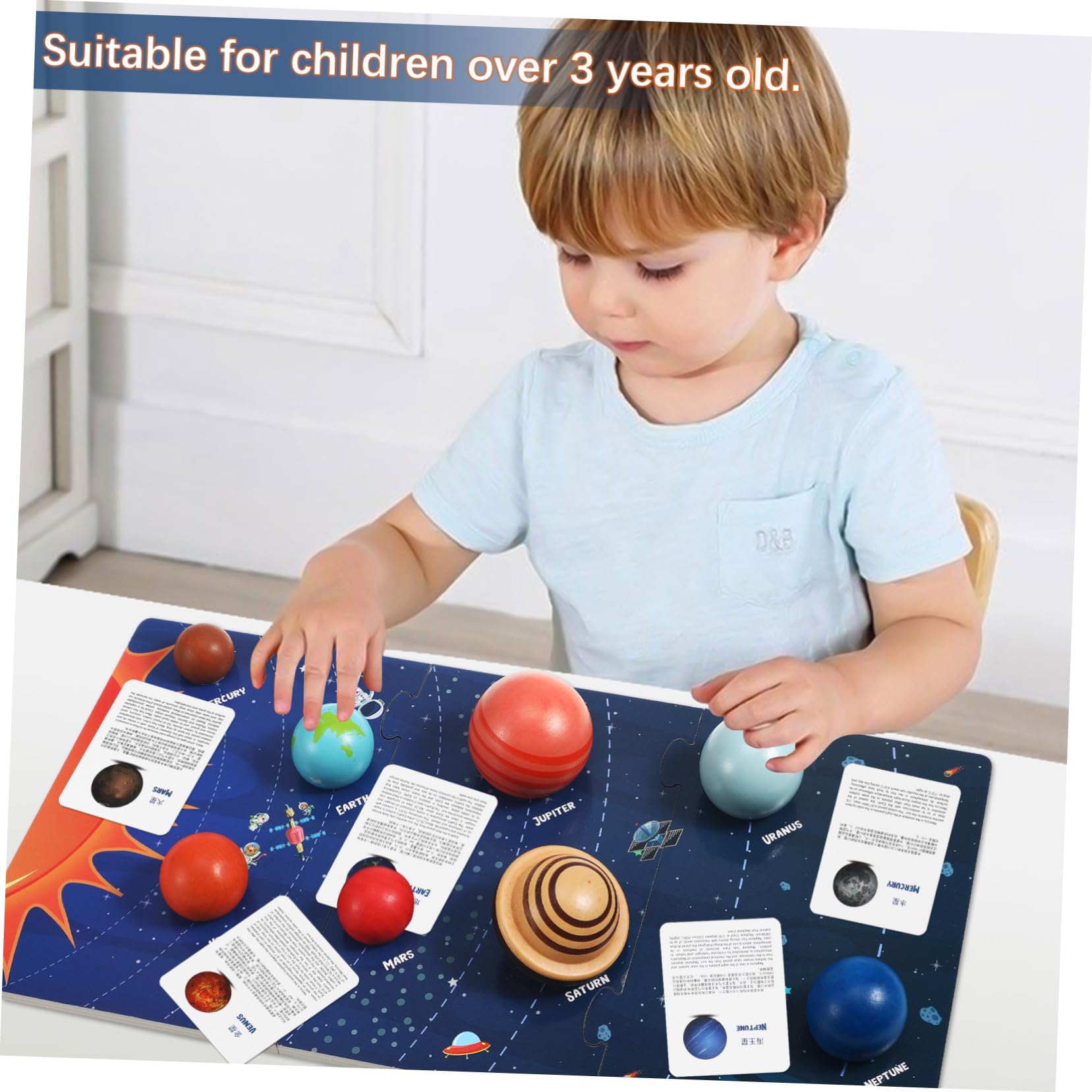 SUPVOX Puzzle Solare in Legno Dei Pianeti Per Bambini, Giocattolo Educativo Spaziale Resistente, Versione Multifunzionale Dei Pianeti Per Bambini Dai 3 Anni