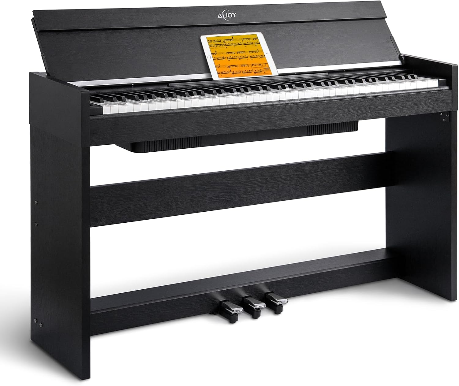 AiJoy 88 Key Weighted Digital Piano Keyboard, Graded Hammer Action Wooden Electric Piano with Cover & Triple Pedal, Sensitive Touch, Support USB MIDI Connect, Recording, Headphone, MP3 Player(Black)