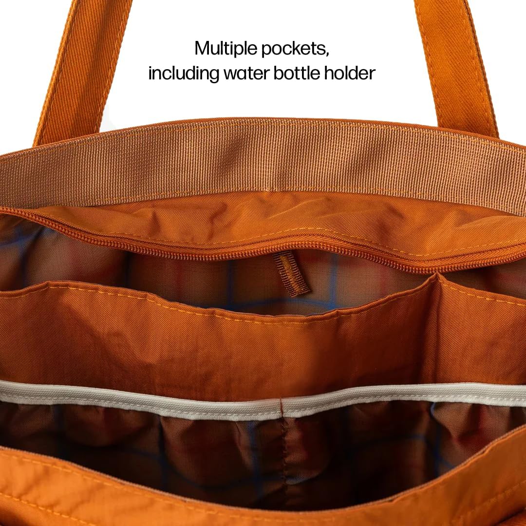 Thread Wallets Utility Tote – Large Travel Tote with Multi-Pocket Design, Laptop Compartment & Work Bag for Women (Honey)