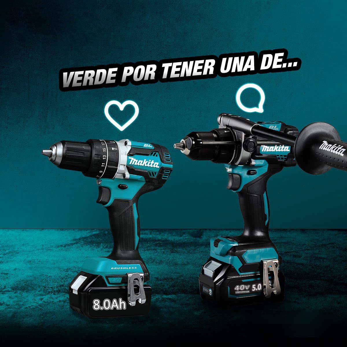 Batería de repuesto para Makita BL1860B BL1840 BL1830 BL1860B BL1860B BL1815 BL1835 BL1850B BL1860B BL1845 BL1850 BL1860B 194205-3 (2 unidades, 18 V, 8 Ah, 8000 mAh) LXT-40 0 con batería de