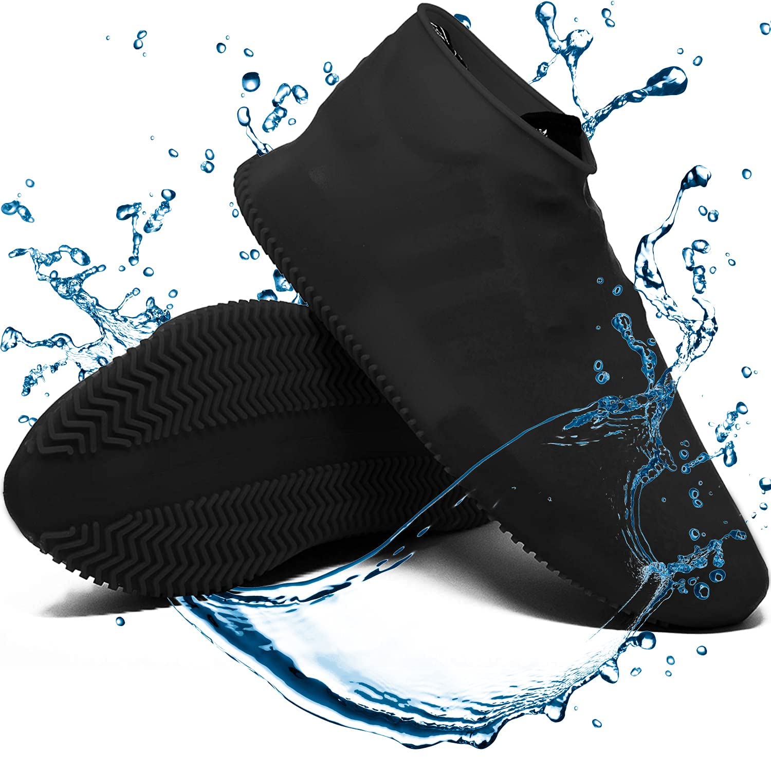 Waterproof Reusable Silicone Shoe Covers - Anti-Slip Rain Boots Cover for Men, Women, Kids | Overshoes Protectors for Indoor, Outdoor Sole Wear Resistant Sole for Rainy Season (Medium, Black) (B0D4J4NYDN) Amazon Price History, Amazon Price Tracker