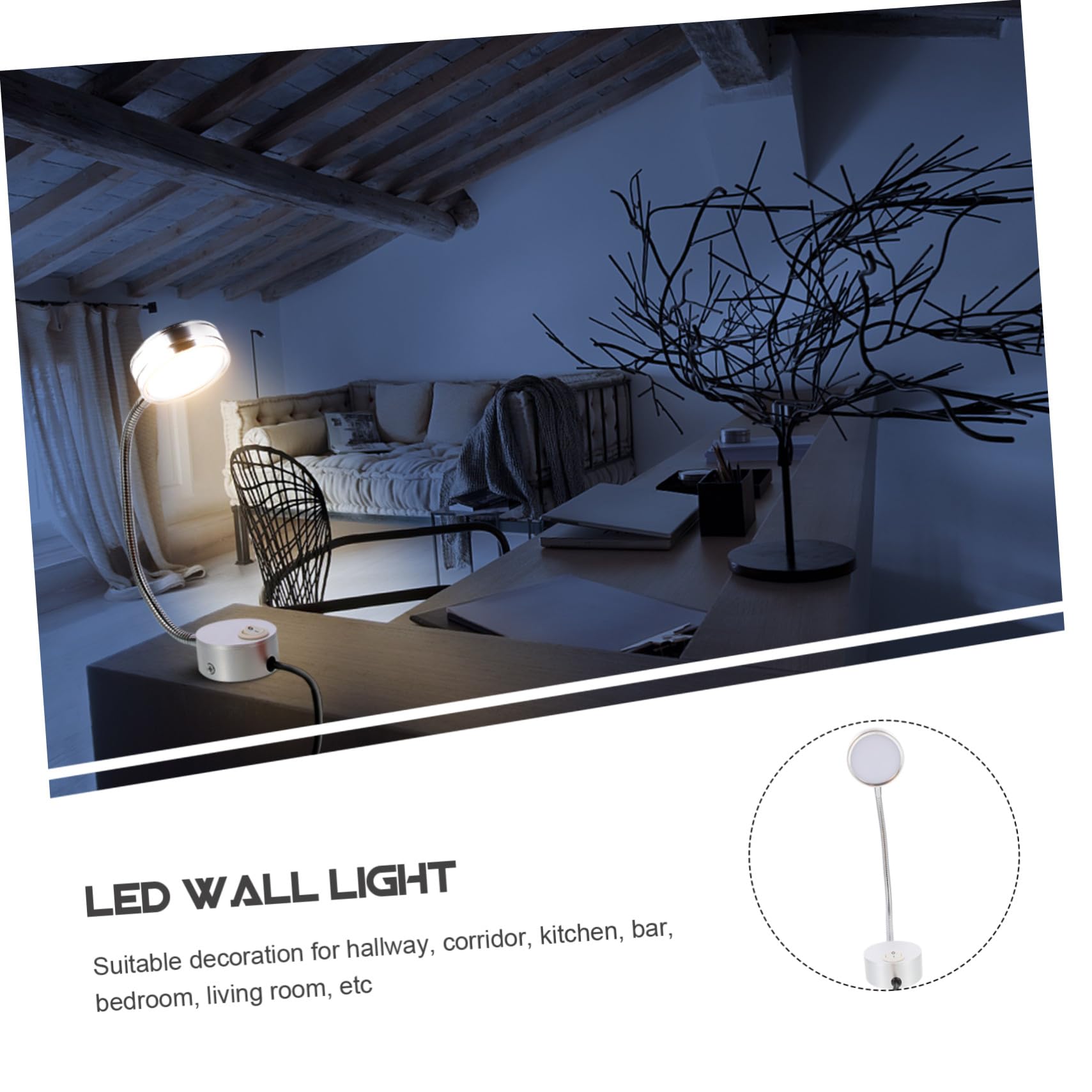 Lámpara Lectura Led De Pared Con Cuello Flexible Luz Cabecero Dormitorio Para Estudiantes Montura Fácil Enchufe Eu Iluminación Acogedora Para Habitación