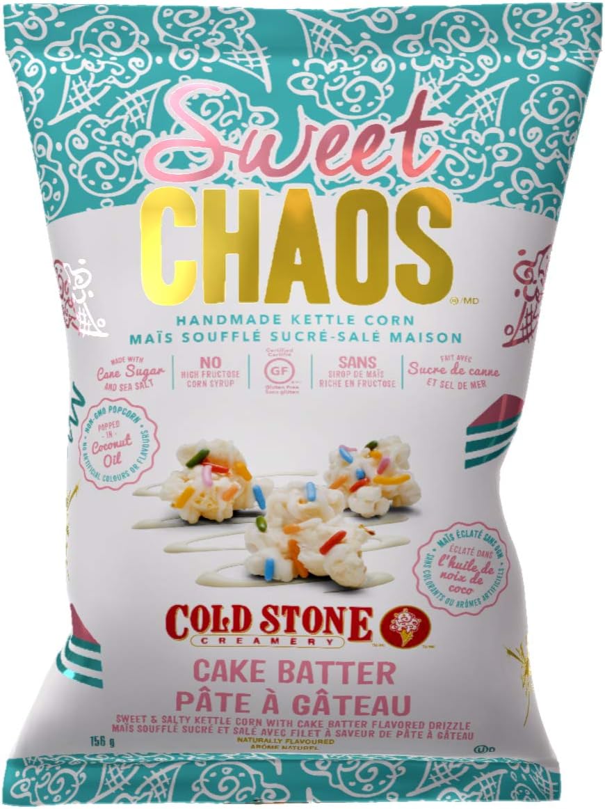 Sweet Chaos Handmade Kettle Corn, Coldstone Creamery Cake Batter Drizzle, 5.5 Ounce Bag