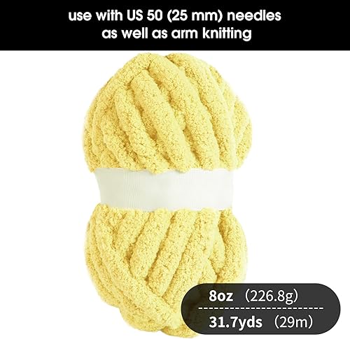 Vista 249 de HOMBYS Hilo de felpilla grueso y voluminoso para tejer a mano, hilo grueso y esponjoso para tejer a mano, hilo de felpa suave, paquete de 8