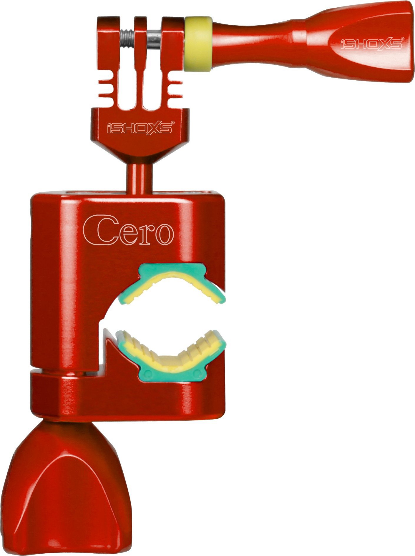Cero Mount para GoPro y Actioncam compatibles en un diseño Abierto en Forma de C, para diámetro de 15-30 mm; con baza esférica para Desplazamiento Horizontal y Vertical