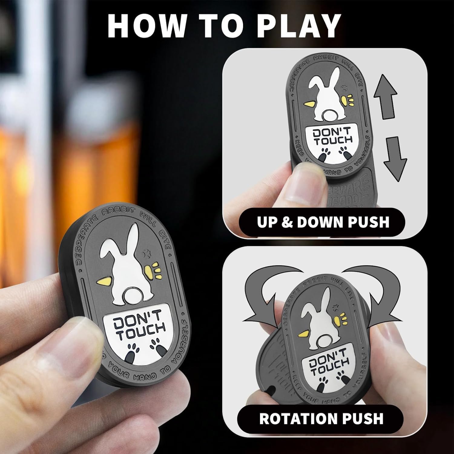 Desperate Rabbit Fidget Slider, Aluminum Alloy Mechanical EDC Fidget Toys for Adults, Portable Metal Desk Fidget Toy for Stress Relief ADHD Anxiety Focus, Cool Executive Pocket Gift (Black) image 3