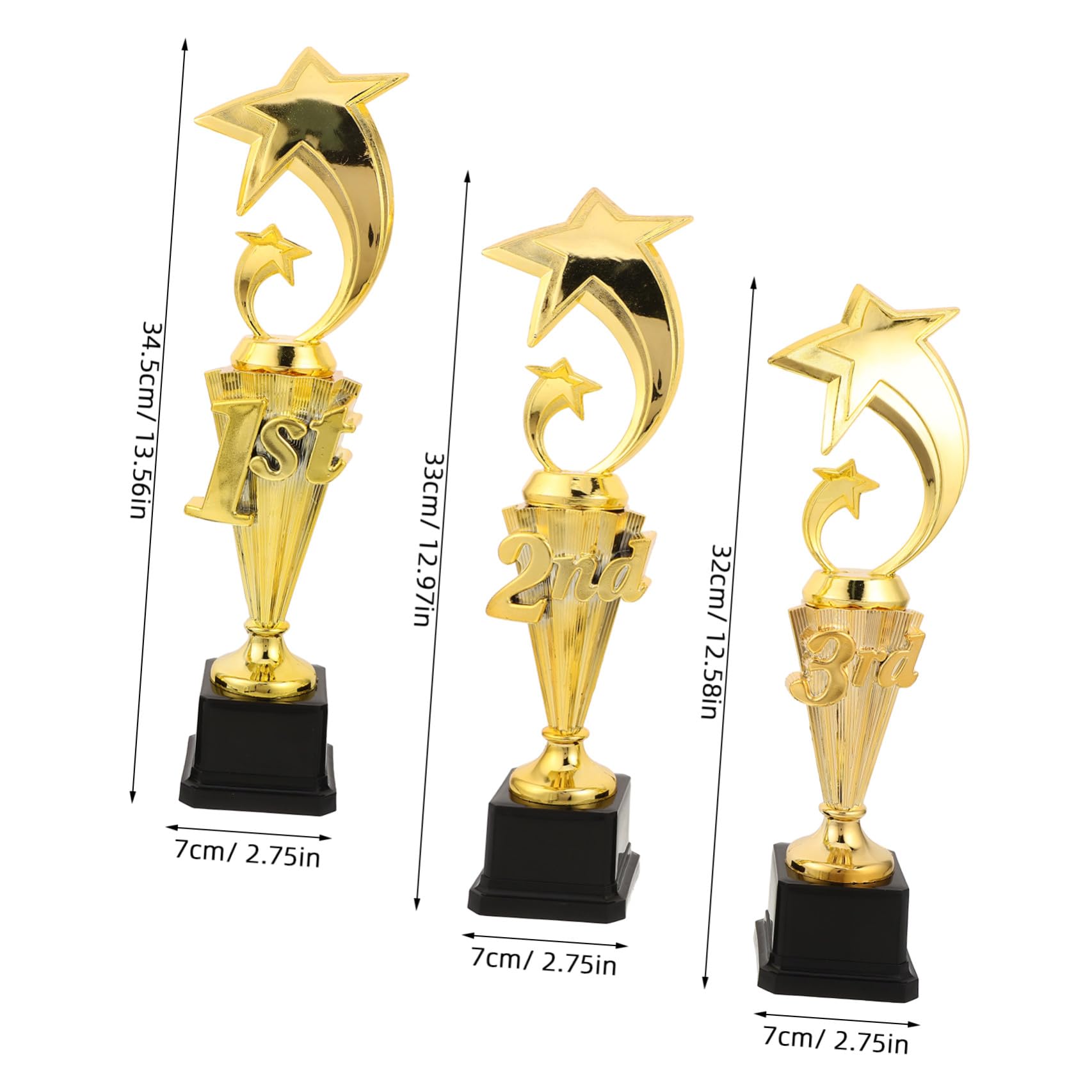 Toyvian 3 Piezas Trofeos de Premios Copas de Plástico Dorado para Equipos