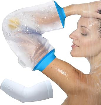 PICC Line Shower Cover for Upper Arm, Waterproof Elastic Neoprene PICC Line Sleeve for Arm Shower, Watertight Arm Bandage Bath Sleeve for Chemotheraphy Shower, Elbow Surgery, Upper Arm Wound