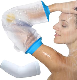 PICC Line Shower Cover for Upper Arm, Waterproof Elastic Neoprene PICC Line Sleeve for Arm Shower, Watertight Arm Bandage Bath Sleeve for Chemotheraphy Shower, Elbow Surgery, Upper Arm Wound