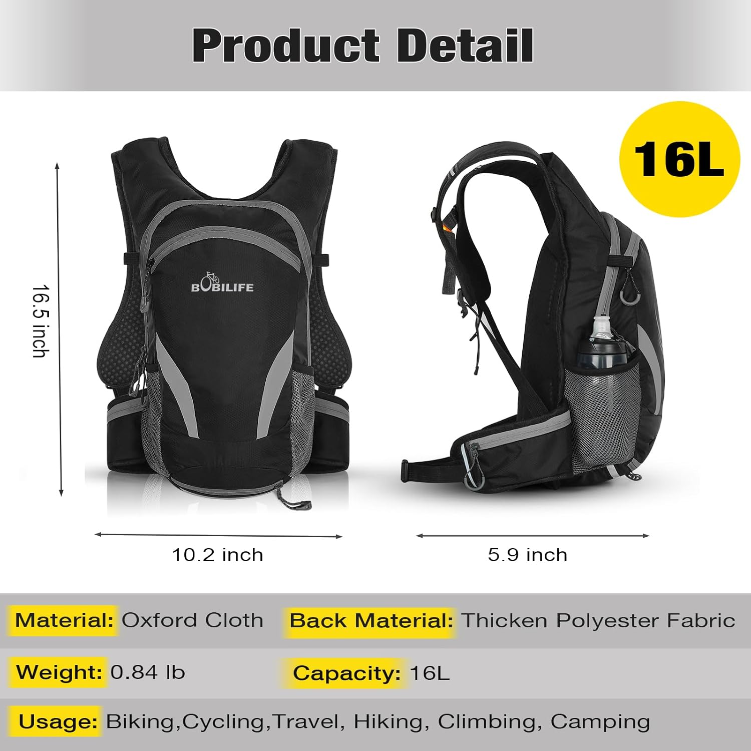 Bicycle Cycling Backpack - Water Resistant Biking and Bike Commuter Lightweight Backpack with Helmet Mesh Holder, Men and Women - Image 4