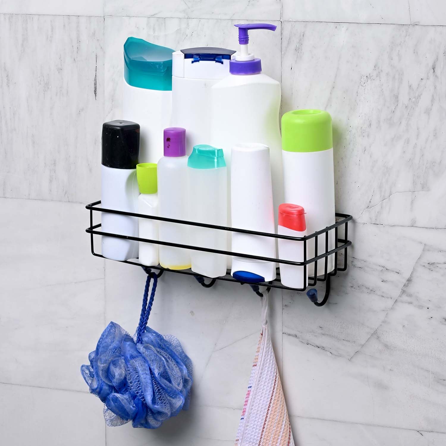 Aosys Self Adhesive Bathroom Shelf for Wall, Kitchen Shelf with Magic Stickers, Multipurpose Rack, Metal Rack for Bathroom and Kitchen, With Black Coated. (B0D9NHLYYF) Amazon Price History, Amazon Price Tracker