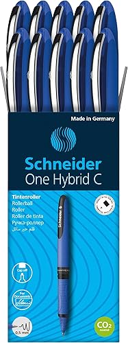 Schneider Un bolígrafo híbrido C Rollerball, punta cónica híbrida de 0.020in, barril azul claro, tinta azul, caja de 10 bolígrafos (183203)