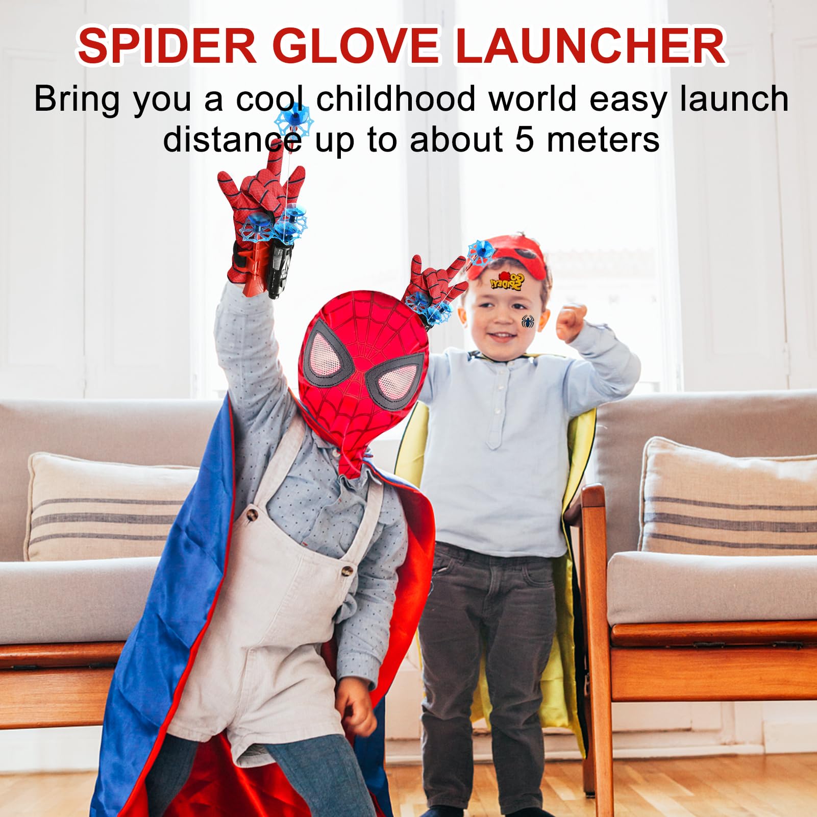 Launcher Glove, Spiderm Guanti per Bambino, Spiderm Launcher Guanto con con Spiderm Maschera, Guanti Launcher per Giochi, Spiderm Web Launcher Toy, Cosplay Giocattoli da Polso Set (A)
