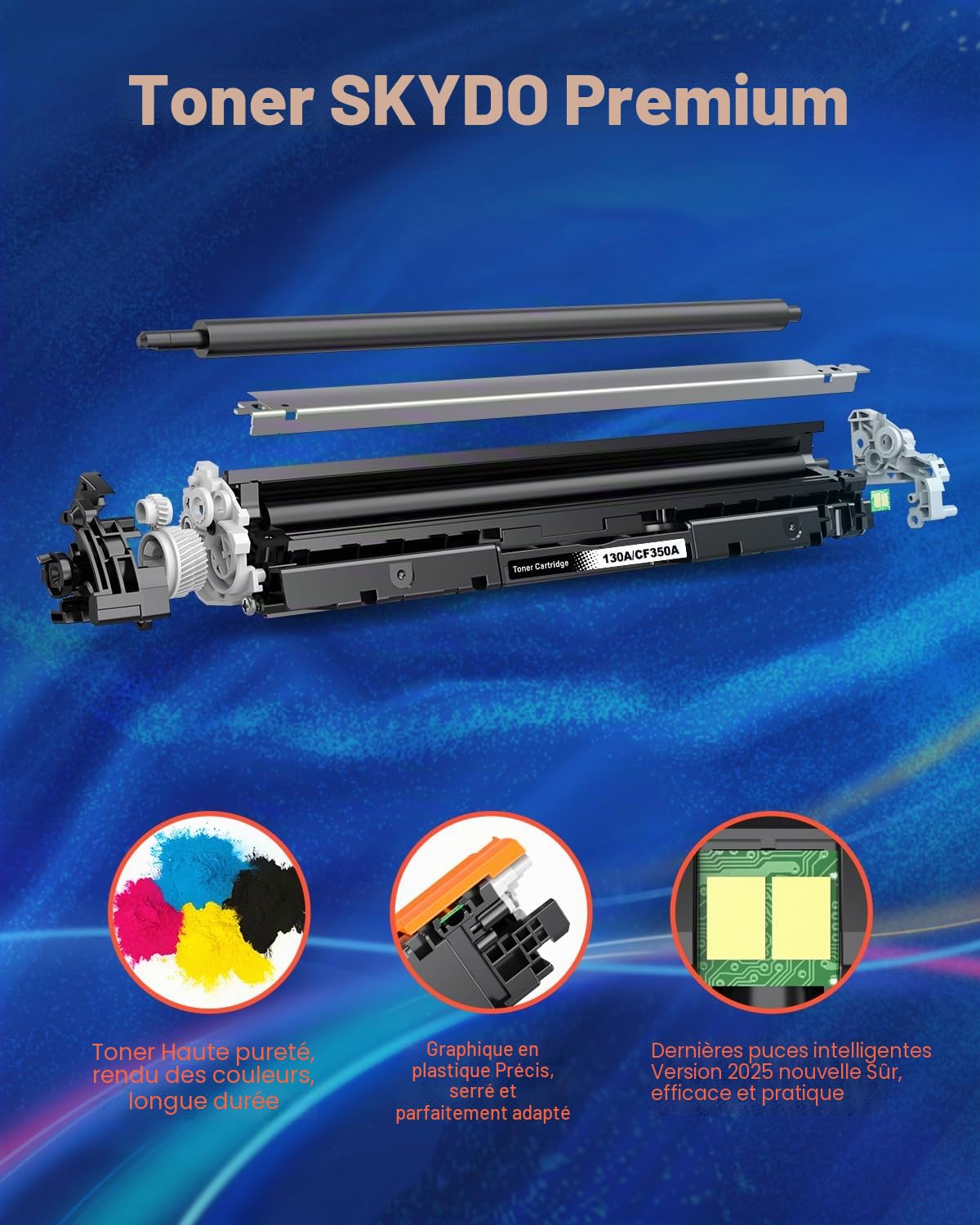 Toner 130A Compatible avec Les Cartouches HP CF350A CF351A CF352A CF353A pour Toner HP Color LaserJet Pro MFP M176n M177fw M176 M177 (Noir Magenta Jaune Cyan, 4-Pack)
