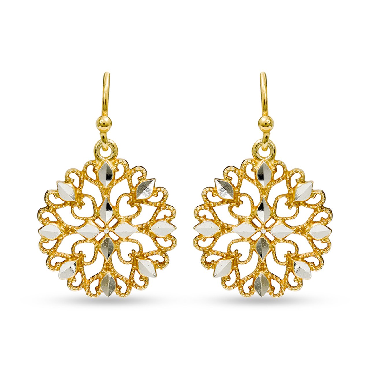 LeCalla Sterling Silver Jewelry Filigree Diamond-Cut Drop Dangler Earring for Women Teen s