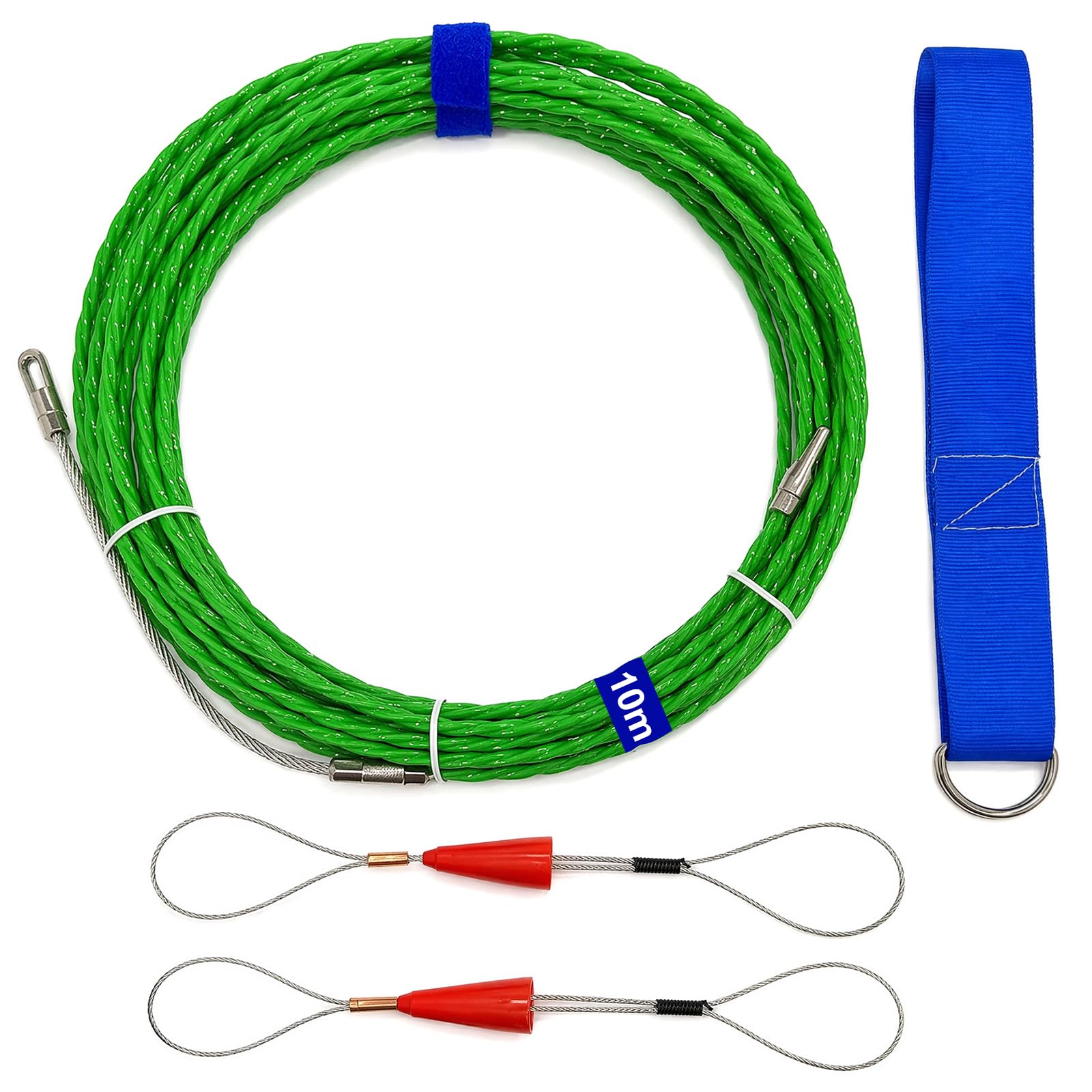 Extractor de cables de 4 mm en kit de 10m con lazos metalicos para instalar enchufes en casa
