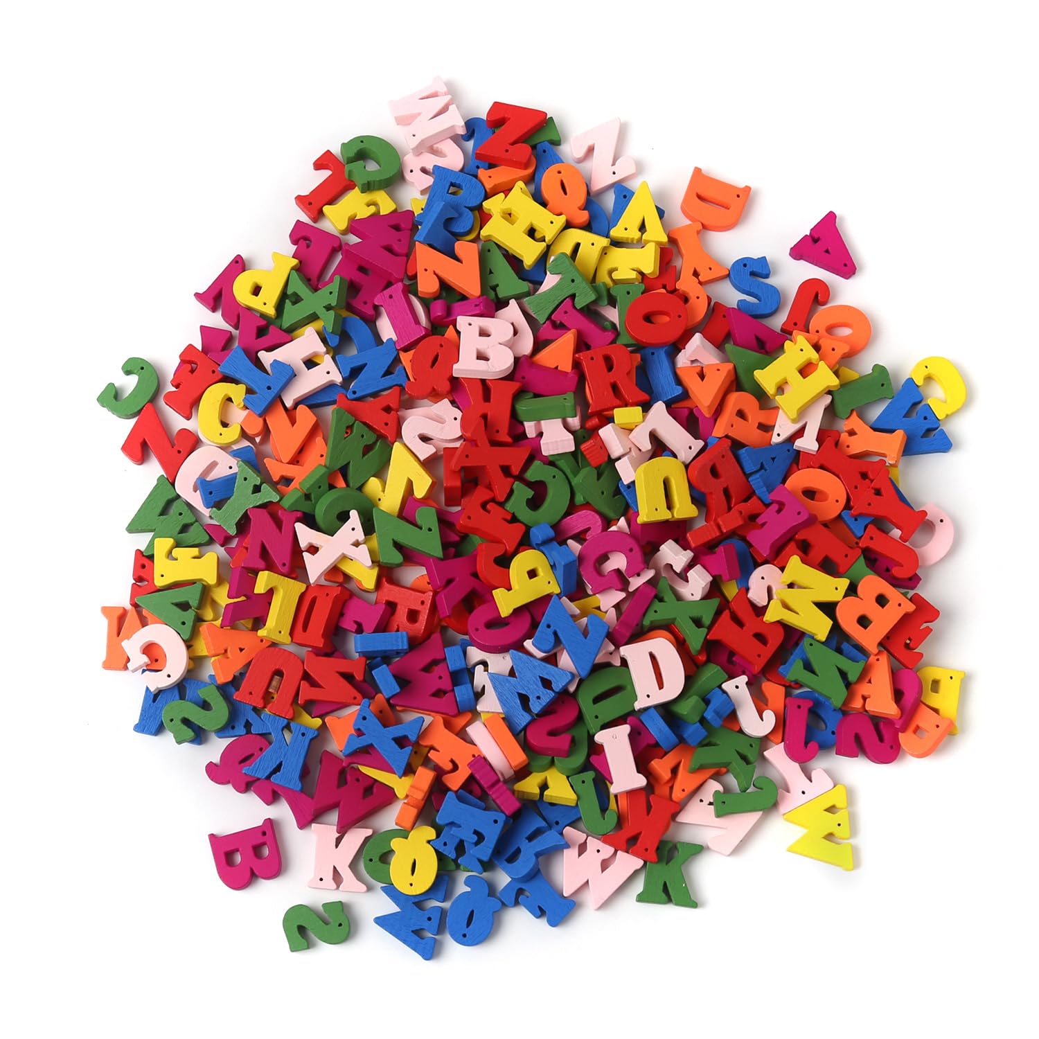ASUNFO 300 Pcs Small Wooden Letters Colorful Alphabet Letters Rustic Buttons for Crafts Clothes Sewing Teaching Scrapbooking DIY