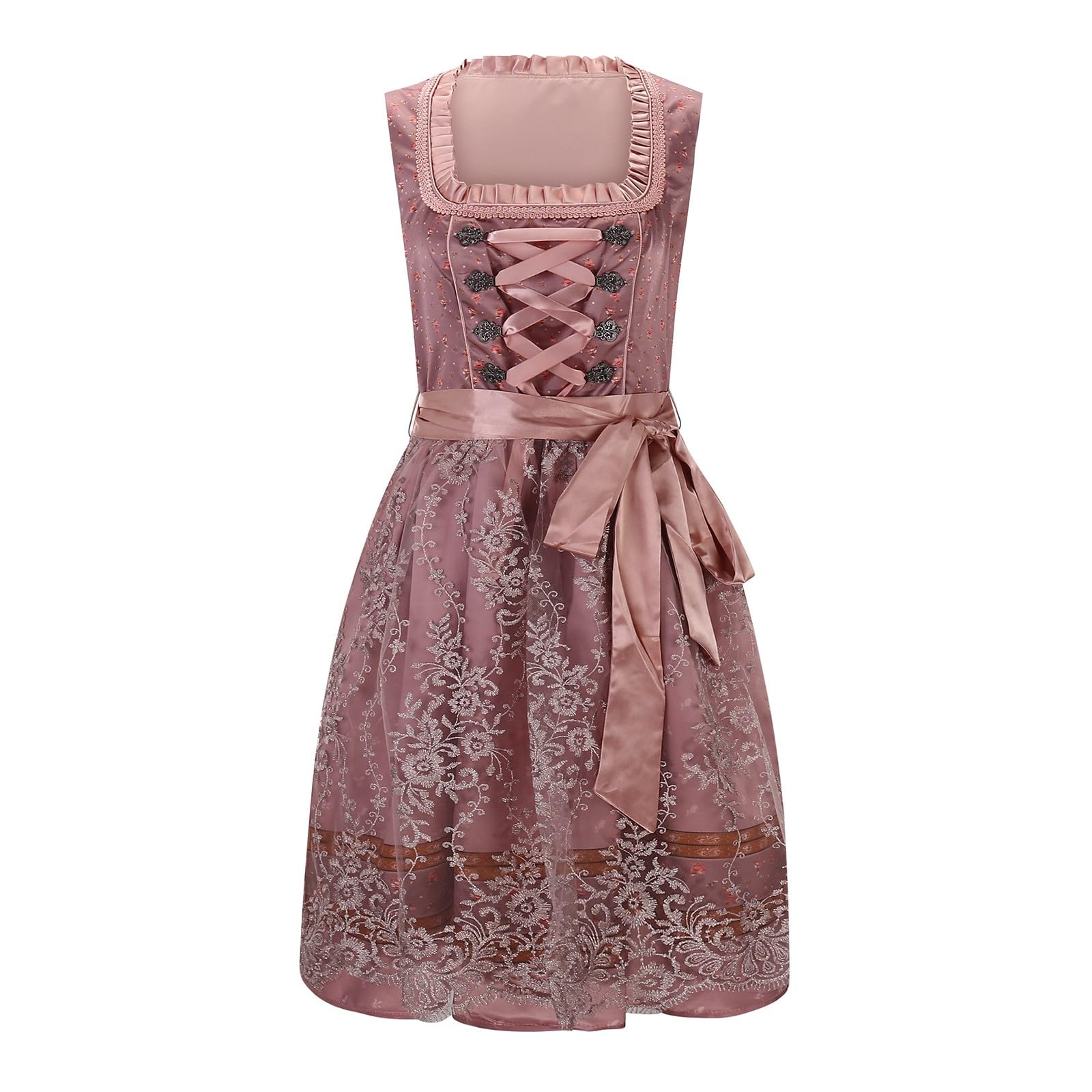 Didadihu Dirndlkleid 2 Teilig Damen Dirndl Midi Trachtenkleid Mit Schürze Oktoberfest Trachten Outfit Damen Dirndl Kleid Trachtenmode