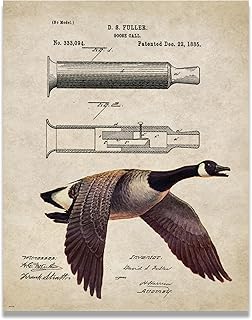 Duck Goose Call Hunting Decoy Patent Poster Art Print Reproduction 11x14 Black Yellow Lab Labadore Call Wall Decor Pictures